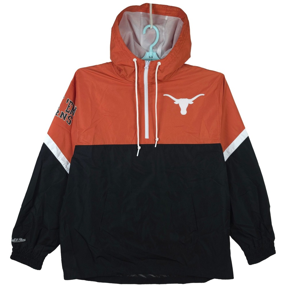 Texas Longhorns Mitchell & Ness NCAA Large Windbreaker Jacket Orange Black NWT